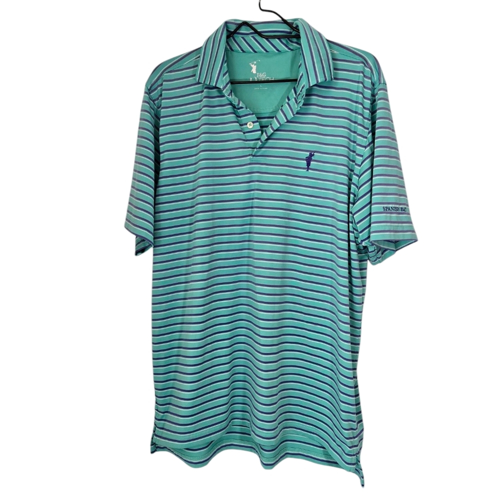 F&G Tech Men's Striped Golf Polo
